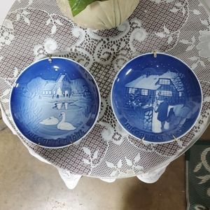 B&G Bing & Grondahl Copenhagen Blue Porcelain Jule - a pair